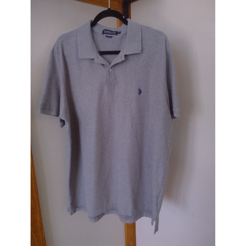 US Polo Assn Mens Performance Polo Shirt Gray Short Sleeve Logo Size 2XL
